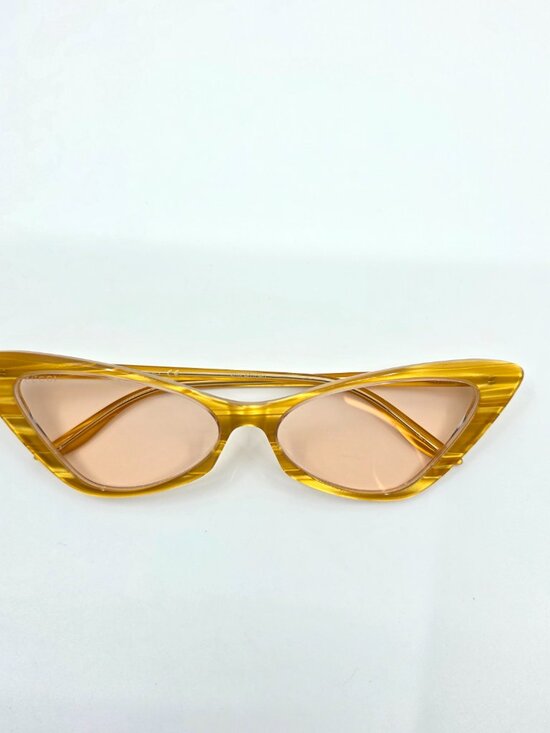 Gucci Yellow Cat Eye Sunglasses Pink Lenses Size 61MM×16MM×145MM MSRP $595 main image 12